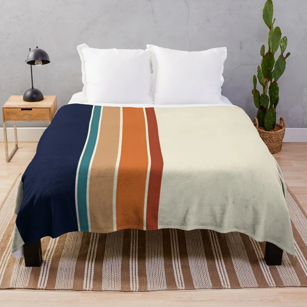 

Retro Vertical Stripes Orange Rust Blue Throw Blanket Soft Cozy Blanket for Pet Kids Adults