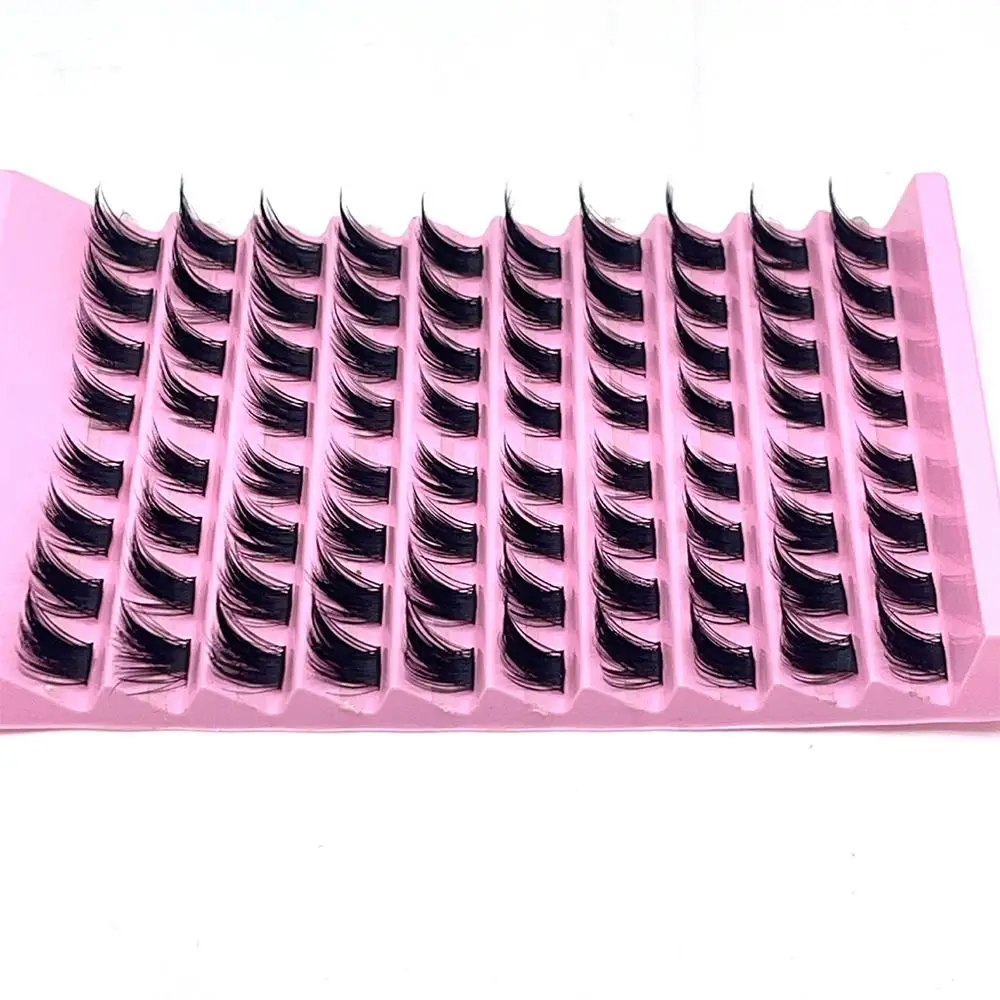 10 Rows 3D Cat Eye Cluster Lashes Manga Fox Eyelash DIY Individual Lashes Self Application Mixed Length False Eyelashes at Home