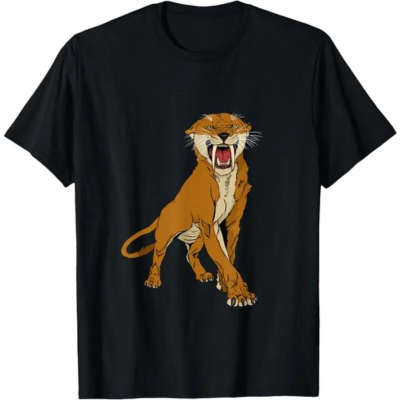 Sabre-Toothed Tiger Smilodon Big Cat Sabre-Toothed Tiger T-Shirt Harajuku Vintage T Shirt