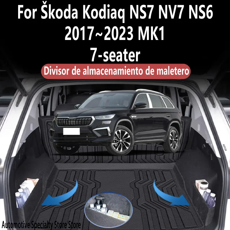 Für Škoda Kodiaq 2017~2023 22 7-Sitzer Kofferraum-Aufbewahrungstrennwand Verstärkte Aufbewahrung Auto-Innenausstattung Organizer Auto-Zubehör