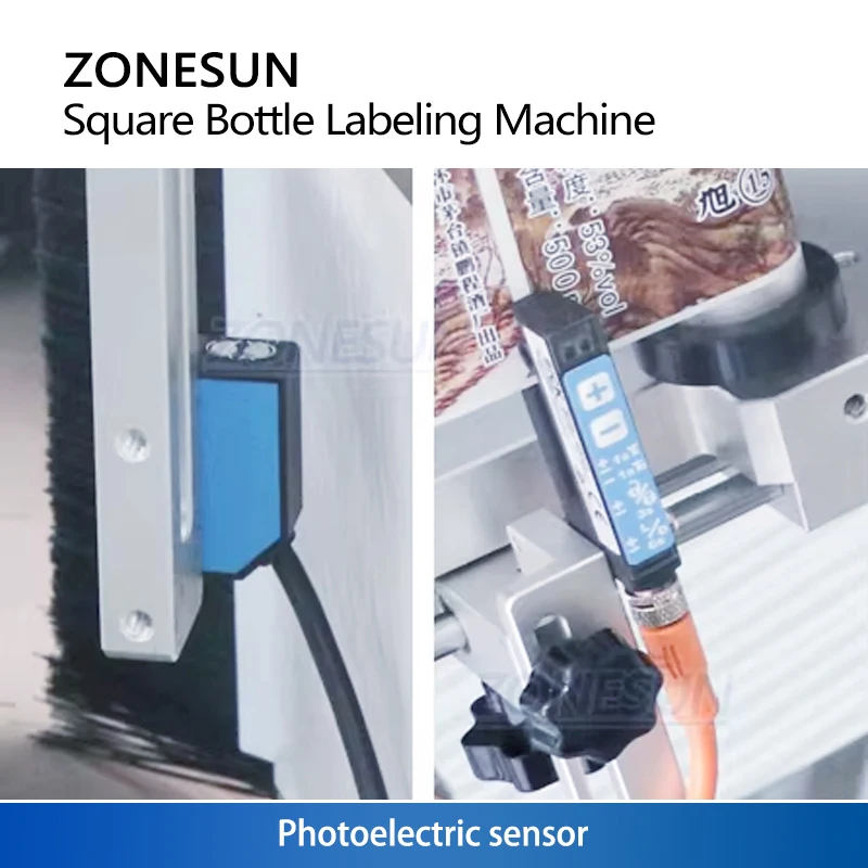 Zonesun ZS-SL25 Etikettenapplikator für quadratische Flaschen – automatische Etikettiermaschine zum Umwickeln für quadratische Flaschen