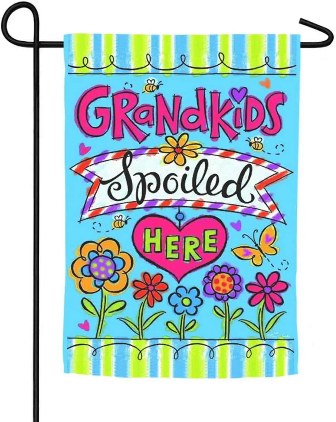 CZQHFLAU Grandkids Spoiled Here Farmhouse Yard Outdoor Decoration Burlap Garden Flag 12.5 x 18 Inch Double Sided