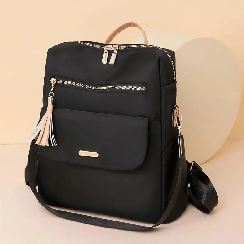 Fashion Trend Nylon Zipper Large Capacity Backpack 2024 Casual Versatile Sewing Thread Handbags High Quality Shoulder Bags