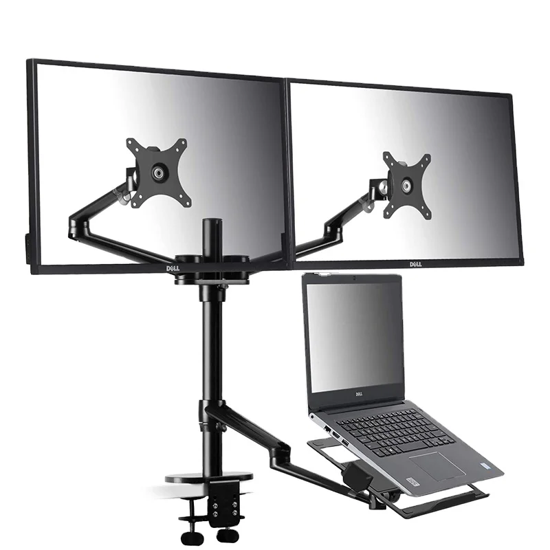 

Hot sell Monitor and Laptop Mount, 3-in-1 Adjustable Triple Monitor Arm Desk Mounts, Dual Desk Arm Stand/Holder for 17 to 27 Inc