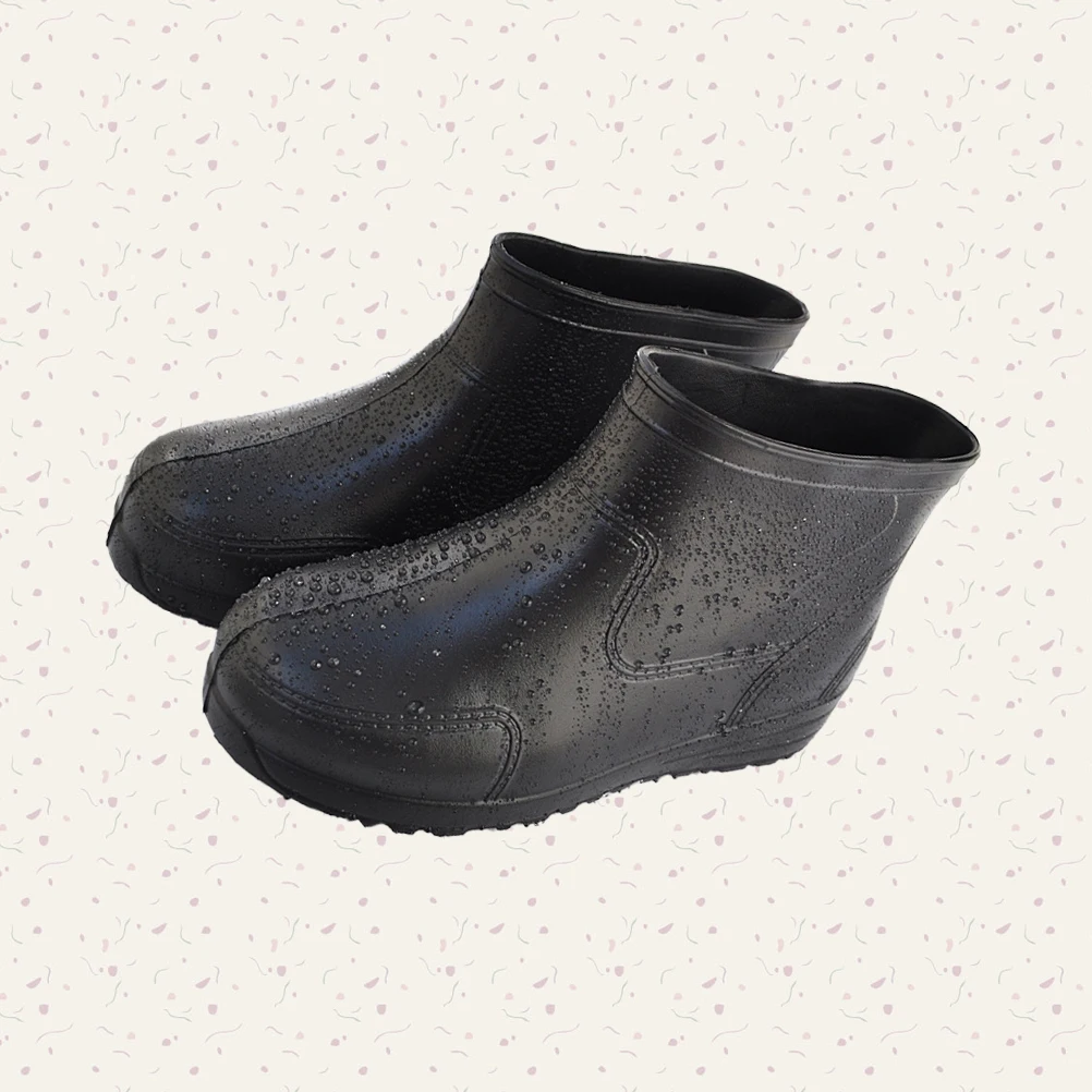 1 Paar tragbare, säure- und alkalibeständige Regenschuhe, Größe 40, schwarz, dicker Absatz, rutschfeste Sohle für Herren, rutschfeste niedrige Kanisterstiefel