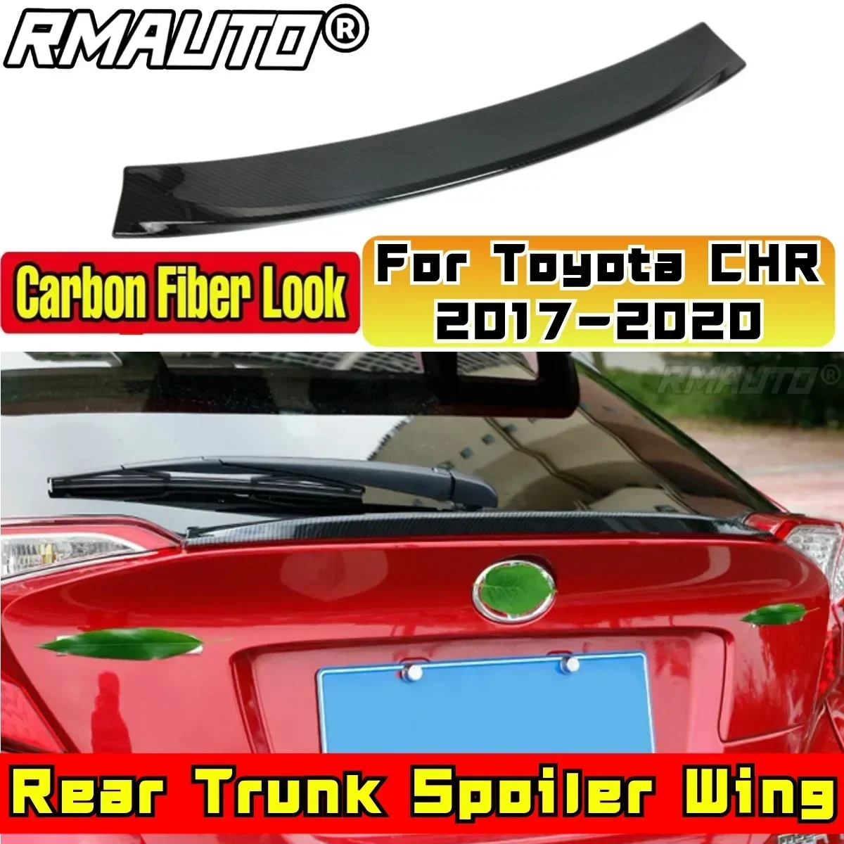 For Toyota CHR 2017 2018 2019 2020 Rear Spoiler Wing Body Kit ABS Plastic Car Rear Roof Wing Rear Roof Spoiler Car Accessories