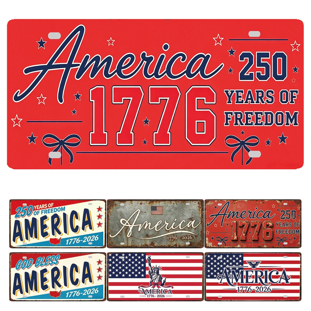 

【YZFQ 】USA 250 Years of Freedom America Anniversary Metal Sign Independence Day Poster Wall For Home Art Decor 30X15CM JM-0370