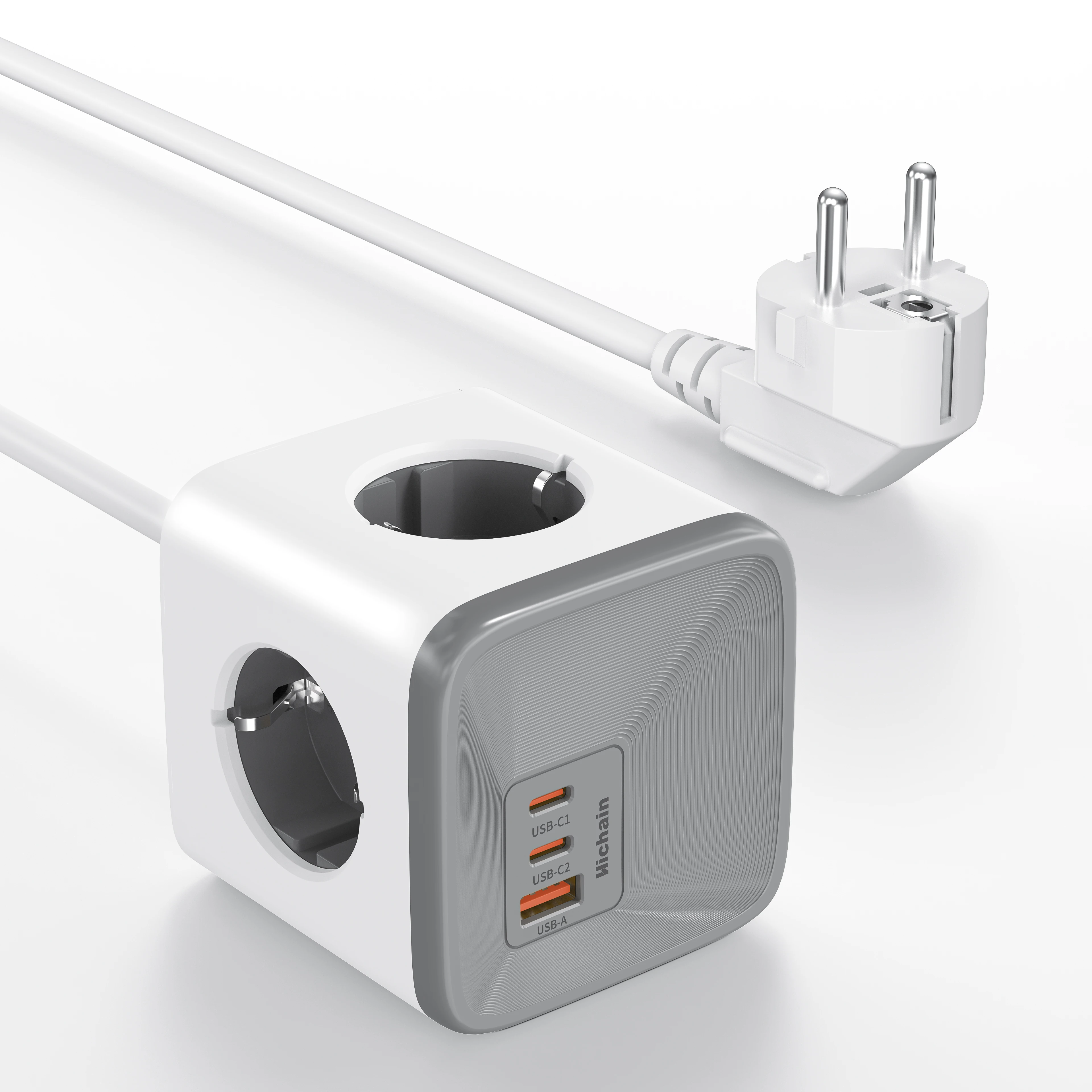 

7IN1 Power Strip Cube GaN33W With 3AC Outlets 1USB A Port 2Type C and 1.5M Cable Multi Power Socket For Home Office