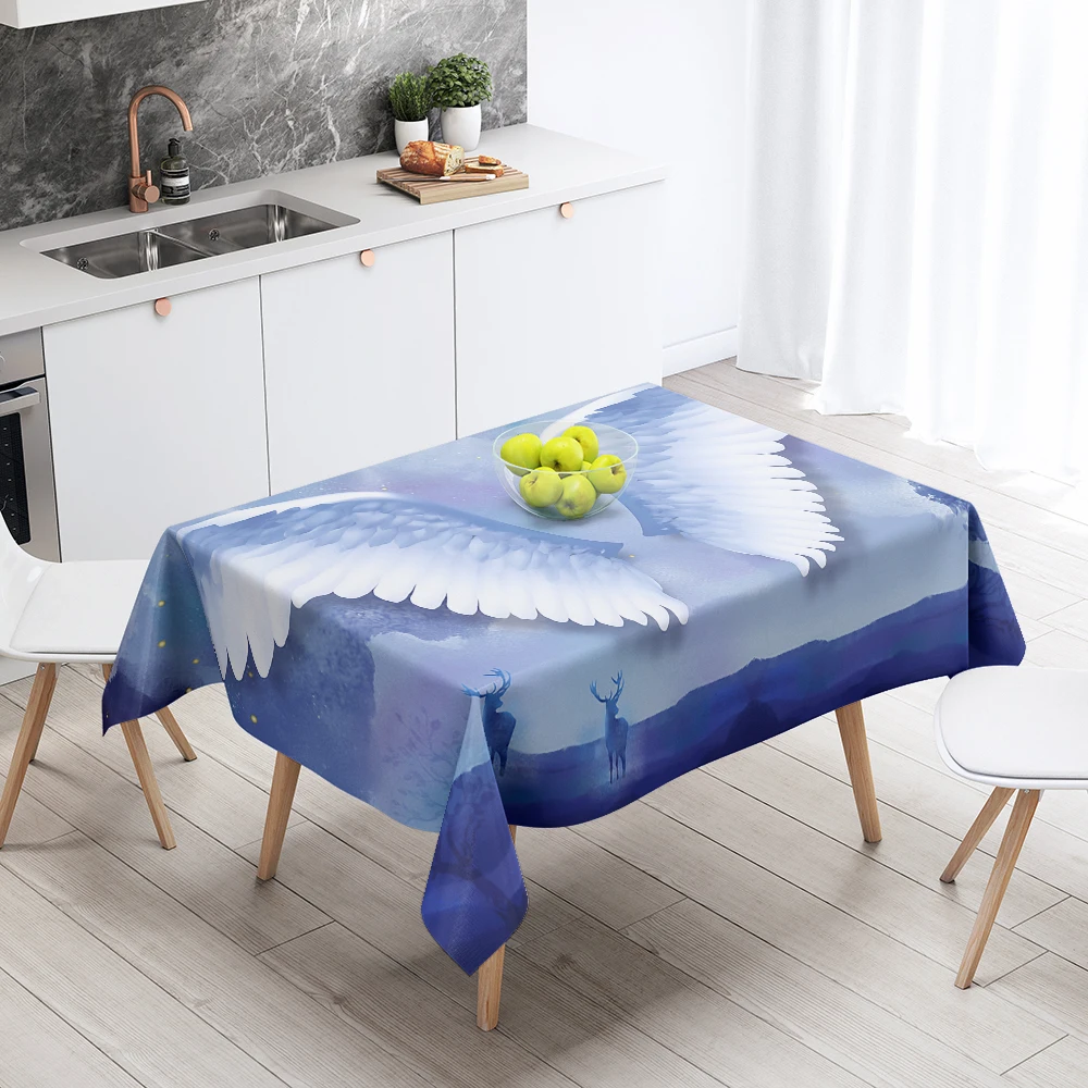 Angel Wings Series Waterproof Tablecloth Picnic Mat Rectangular Wedding Home Restaurant Decoration Cloth