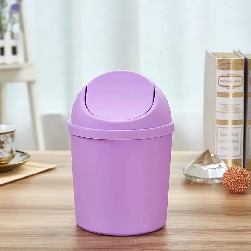 Mini Waste Bin Desktop Home Garbage Basket Table Trash Can Swing for Home Office Table Trash Can Small Waste Bin Office Supplies