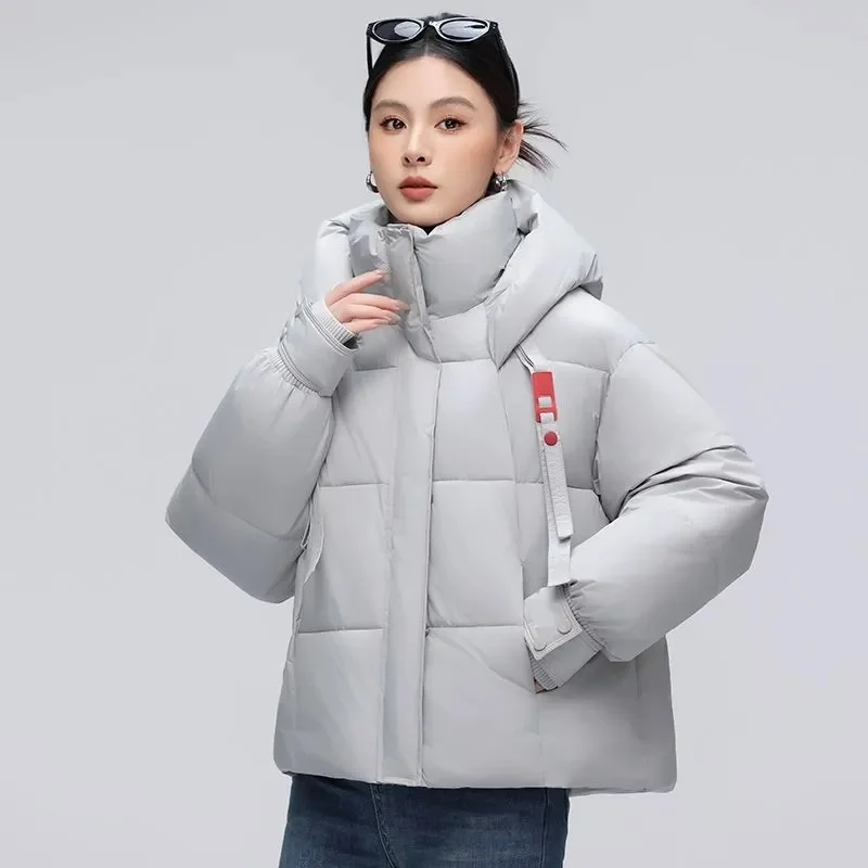 

Ladies Warm Cotton Jacket 2025 Winter New Down Cotton-Padded Coat Women's Parkas Short Fashion Bread Outcoat Hooded Overcoat Top