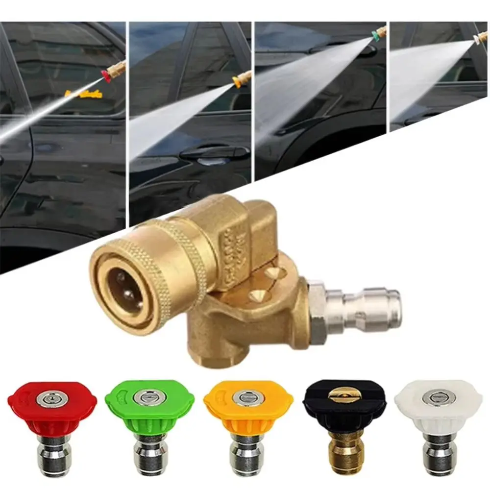 5 Nozzle Tips High Pressure Washer Kit Adjustable Swivel Connector 360 Degree Pivoting Quick Connect Kit 4500psi Rated