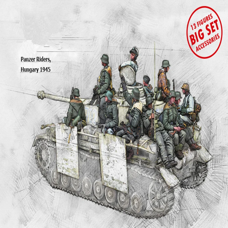 

1/35 Resin Figure Model Kit Historical military Military Armored Crew 13 Figures and Resin Parts Unassembled Unpainted kit