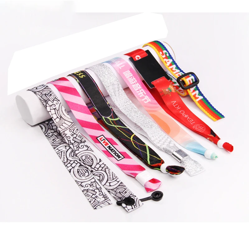 YERLLSOM 200pcs/Lot Custom Make Fabric Festival Sublimation Satin Wristband With Barrel Locks