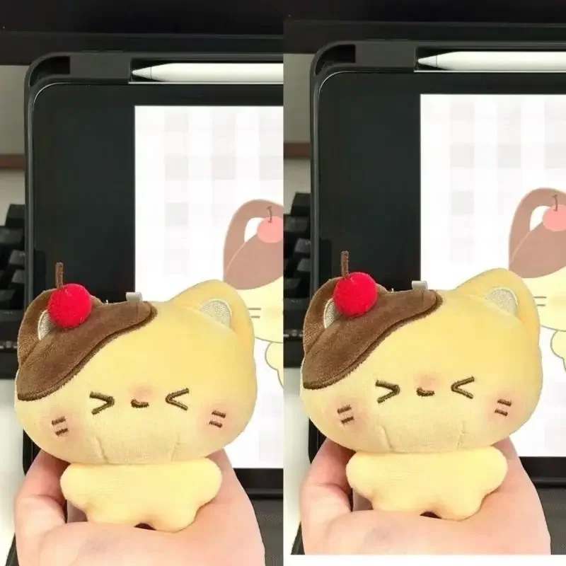 Porte-clés ours en peluche cerise pouding, poupée en peluche douce de dessin animé, pendentif de voiture, sac à dos, décor de sac, cadeau pour enfant