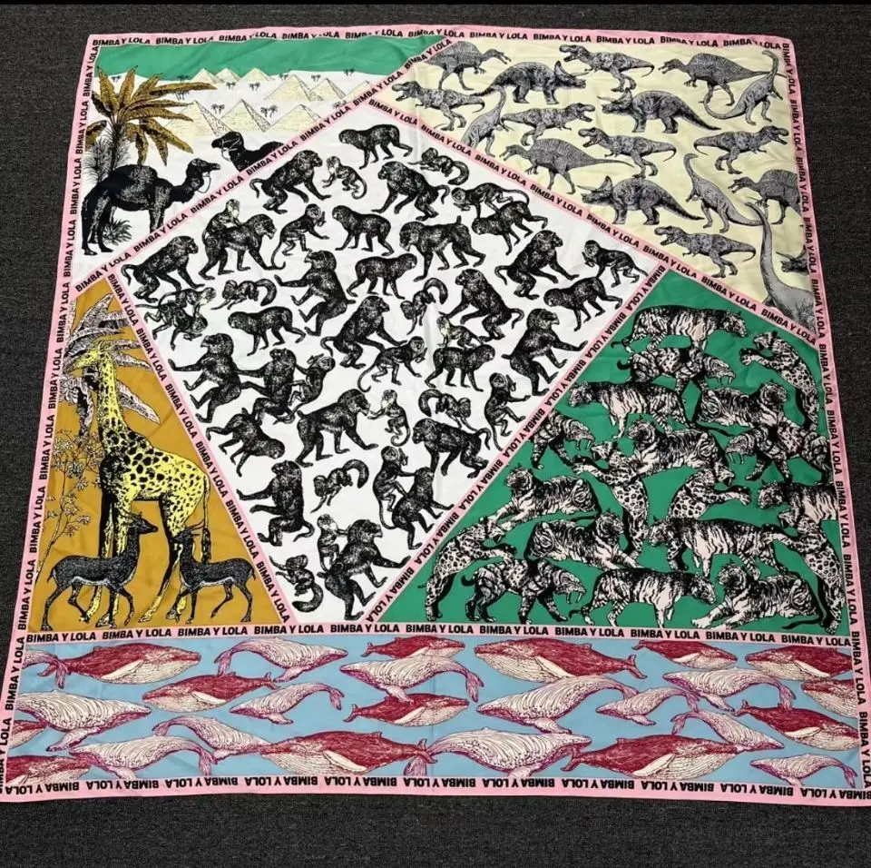 Foreign trade original single Spanish exquisite printed large square shawl scarf 130*130