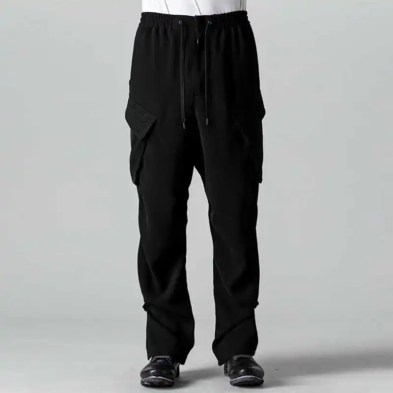 YOJI OOAK سراويل فضفاضة بنمط وظيفي متعددة الجيوب سراويل غير رسمية فضفاضة بسحاب ياباني عتيق