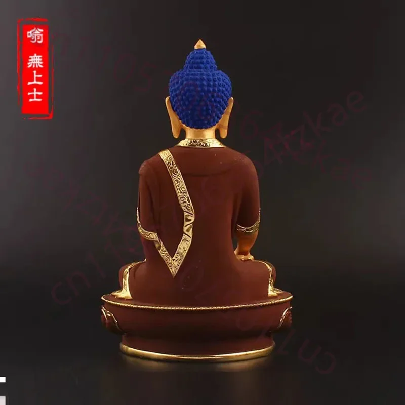 Brown Plated 21cm Shakyamuni Rulai Bodhisattva Buddha Statue,Resin Sweeping Demon Home Putting Decoration