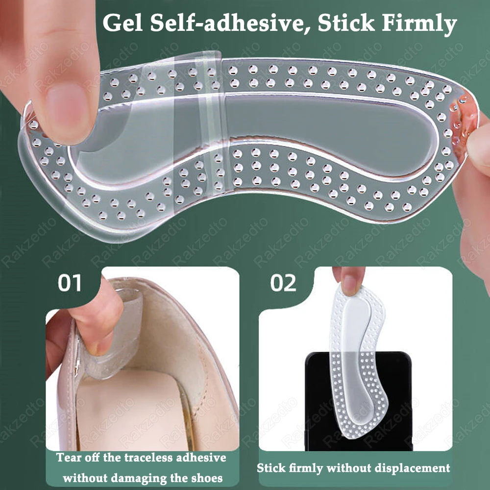 3Pairs Silicone Heel Protector Stickers for Shoes too Big Reduce Size High Heels Pain Relief Insole Non-Slip Anti-Wear Foot Pads