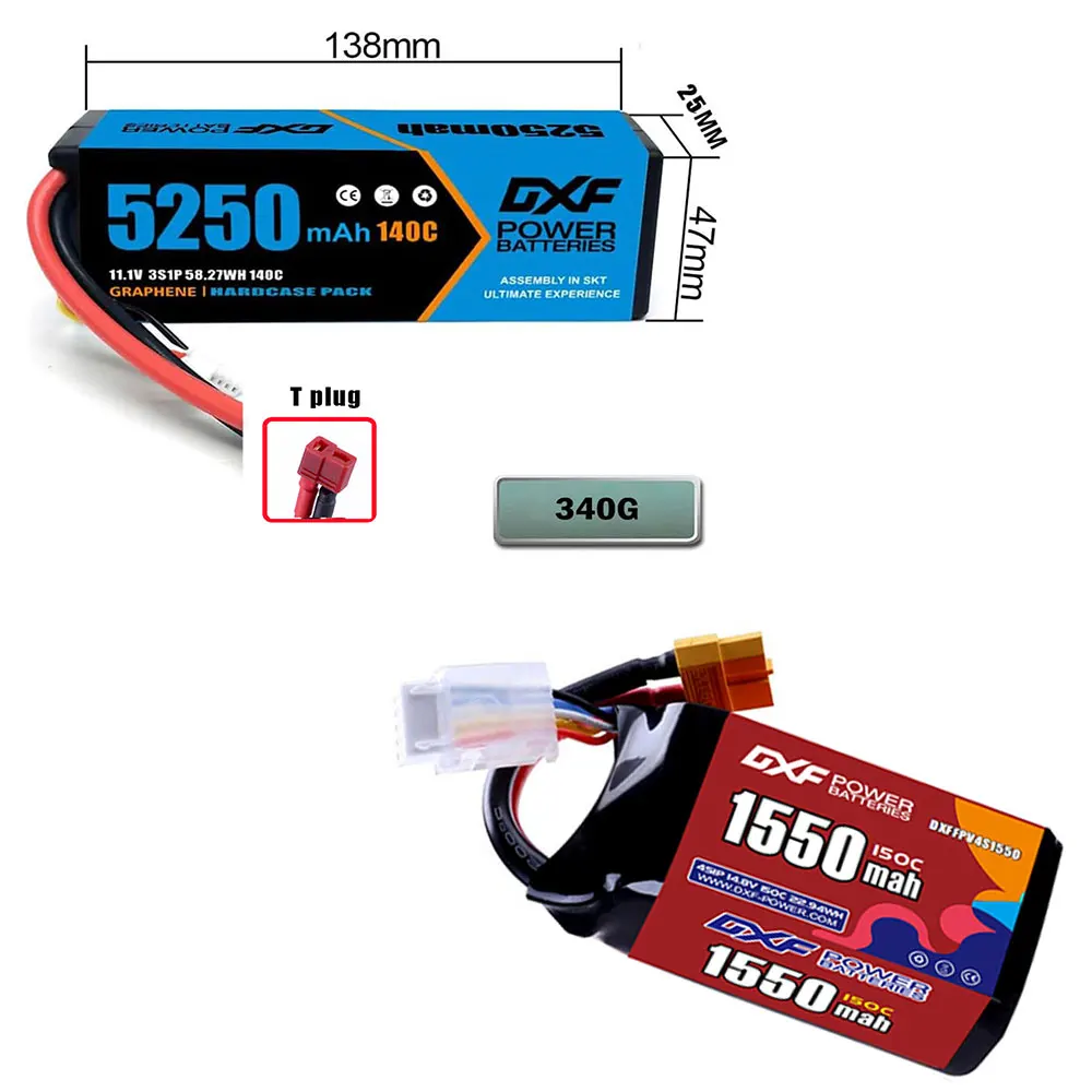 

DXF 3S Lipo 5250 мАч Аккумулятор 4S 1550 мАч 11,1 В 140C с разъемом EC5 T Deans Жесткий чехол для радиоуправляемого автомобиля Лодка Грузовик Вертолет Самолет