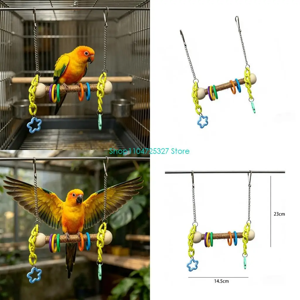 D8KF Safe Wooden Bird Swing Structure produced For Little Birds To Play And Rest