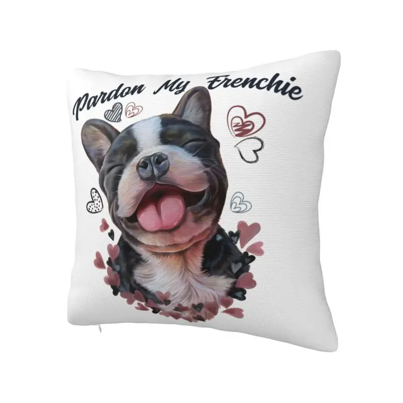 Pardon My Frenchie French Bulldog Cushion Cover Polyester Velvet Throw Pillow Case For Sofa Living Room Decoration Pillowslip