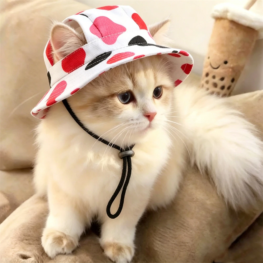 Sombrero lona con protección solar para gatos Sphynx – Rayas - imagen 4