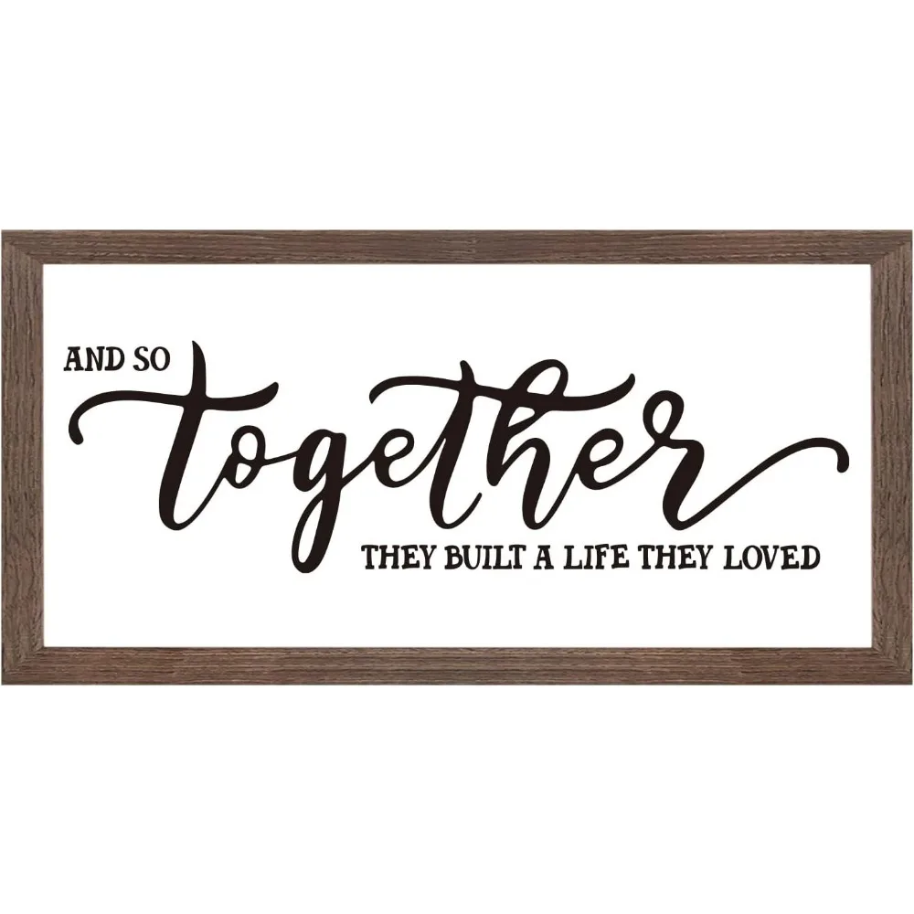 And So Together They Built a Life They Loved Art Sign Solid Wood Bedroom Sign with Arylic Layer 13x7 Inch Large Hangable