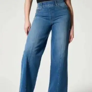 

Джинсы женские с высокой талией, широкими штанинами, удлиненные, с четырехсторонним растяжением, синие, эластичные, с высокой степенью растяжимости, длинные, модные брюки