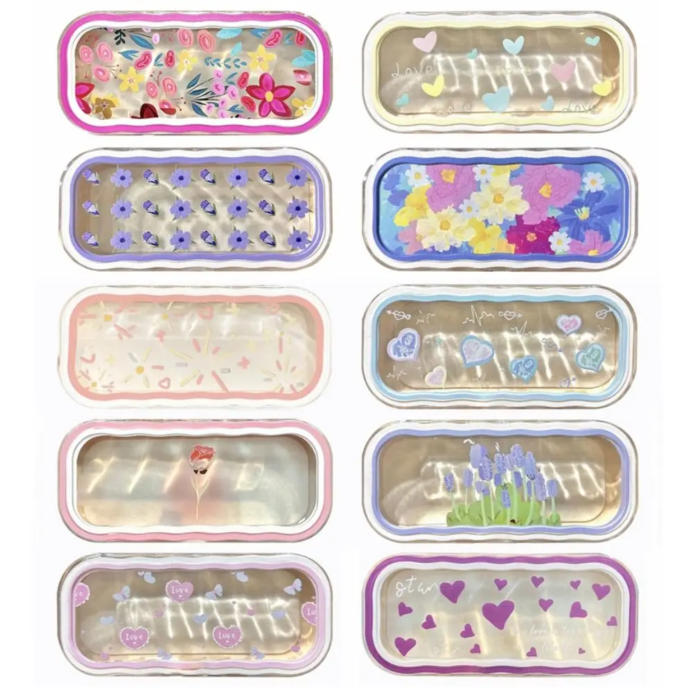 

Fashion Plastic Glasses Case Visible Transparent Sunglasses Storage Box Flower Pattern Portable Glasses Protective Case Glasses