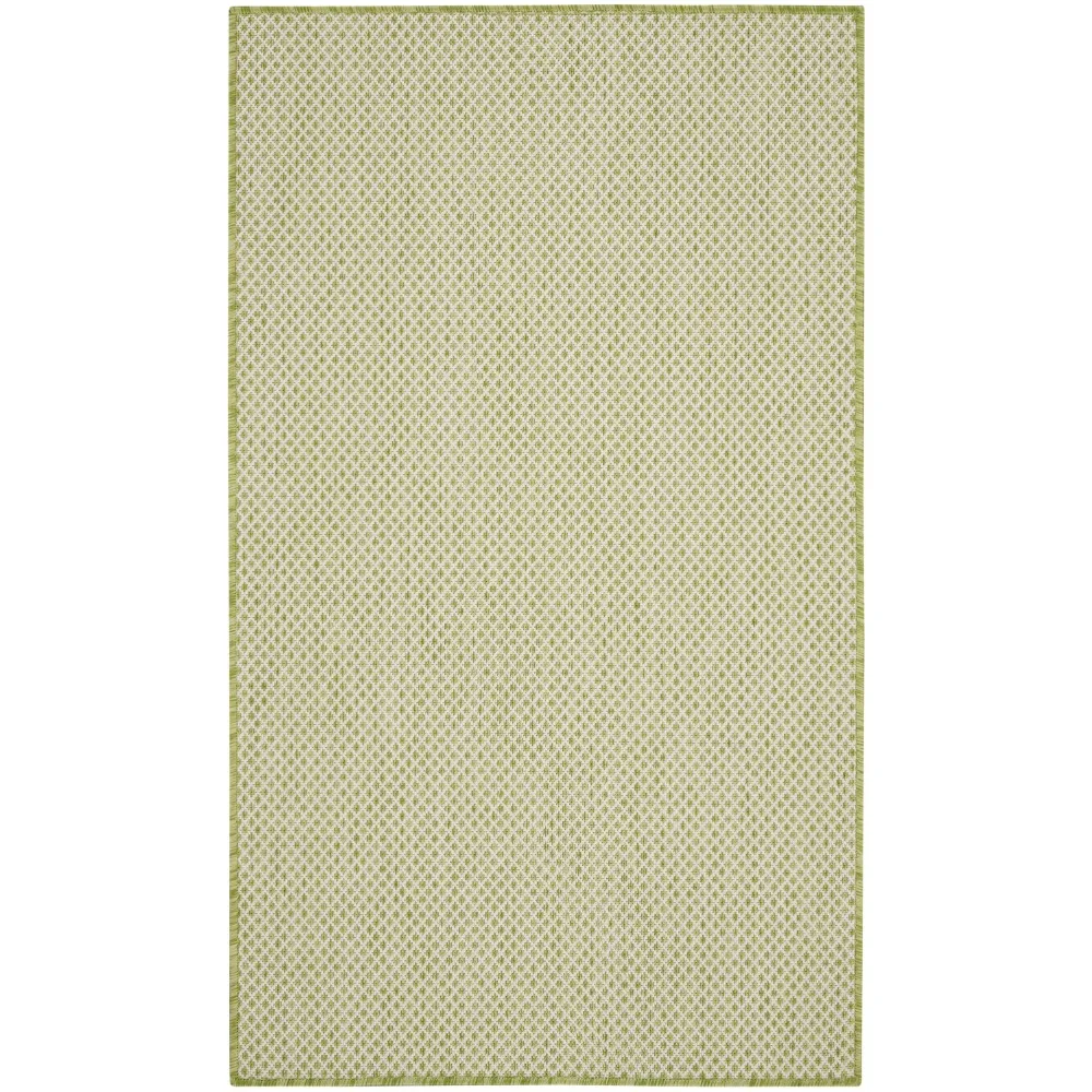 Courtyard Indoor/Outdoor Ivory Green 3' x 5' Area Rug, (3x5)