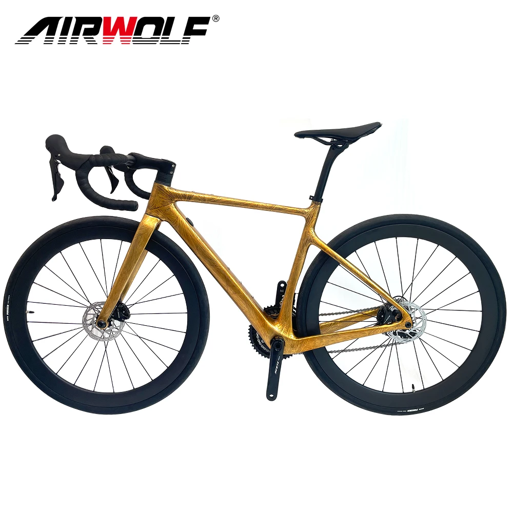 AIRWOLF 700x40c Gravel Bike Carbon Road Bicycles with SHIMANO 105 22 Speeds Group Sets A5 Cyclocross Bike Crystal Color