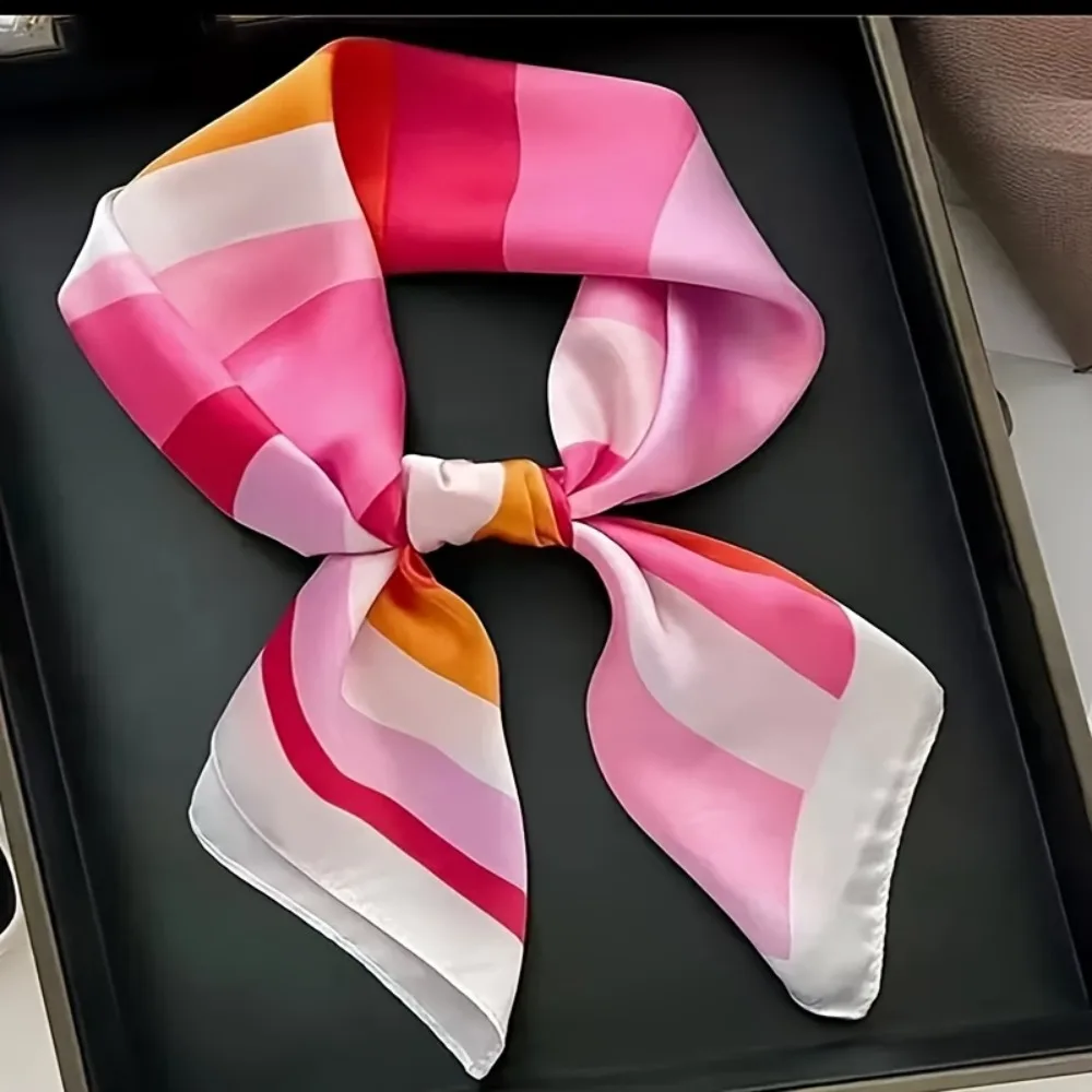 1pc Women's & Unisex Mulberry Silk Scarf - Clear Satin Windproof Headscarf Suitable for Holidays, Travel, Hairband Acces - Detail 1