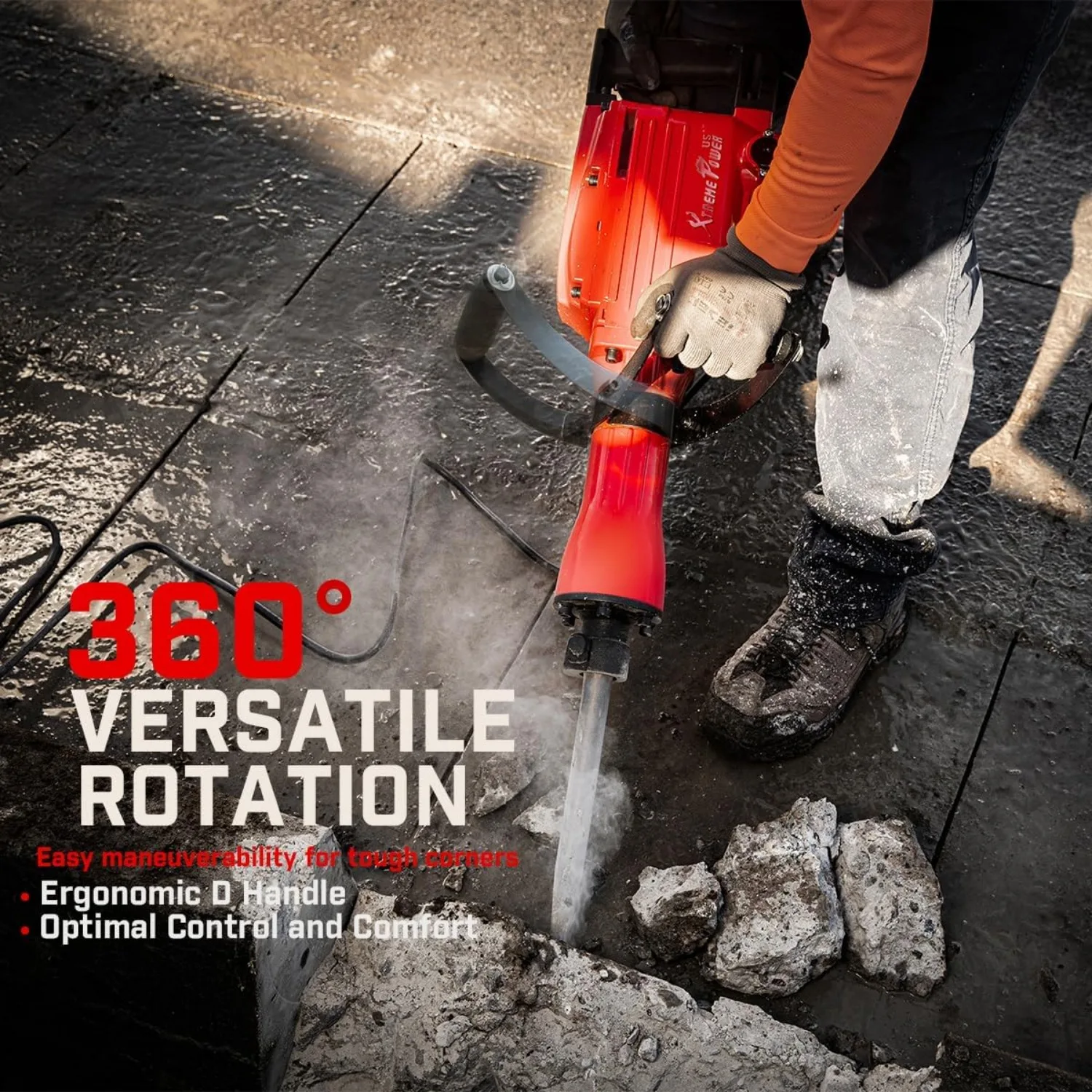 2200W Demolition Electric Jack Hammer Power Drill Concrete Breaker Bar Point & Chisel Bits Chisel Set