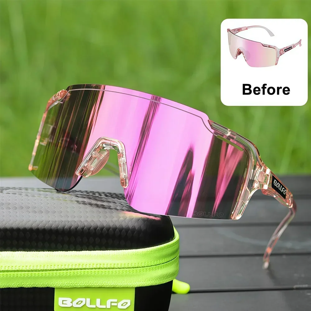 

Фотохромные велосипедные очки BOLLFO с защитой от ультрафиолета, автоматическим затемнением, TR90, для гонок, с четким обзором, спортивные очки для мужчин и женщин