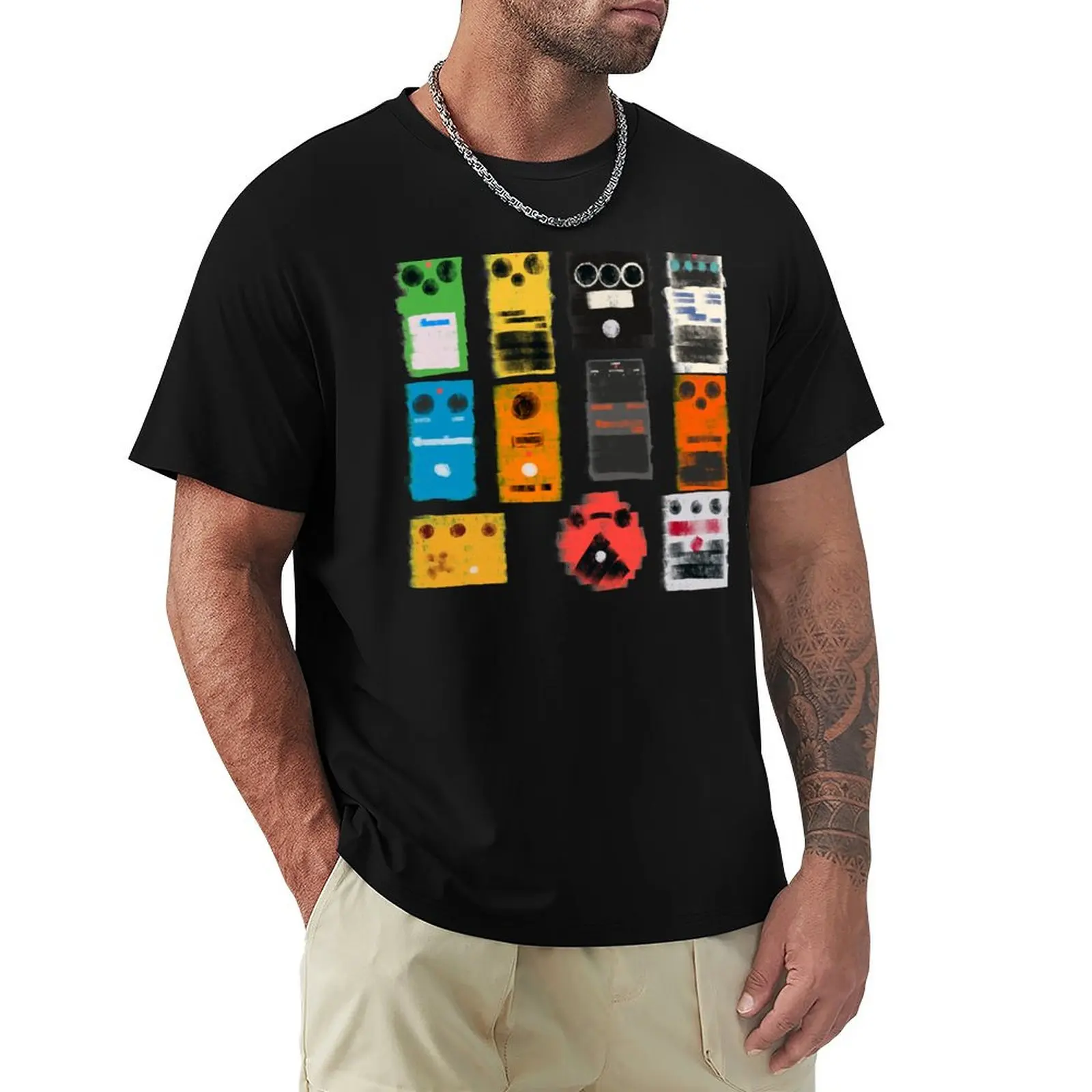 Guitar Effect Pedals Impressionist Painting T-Shirt Thanksgiving Casual Tee