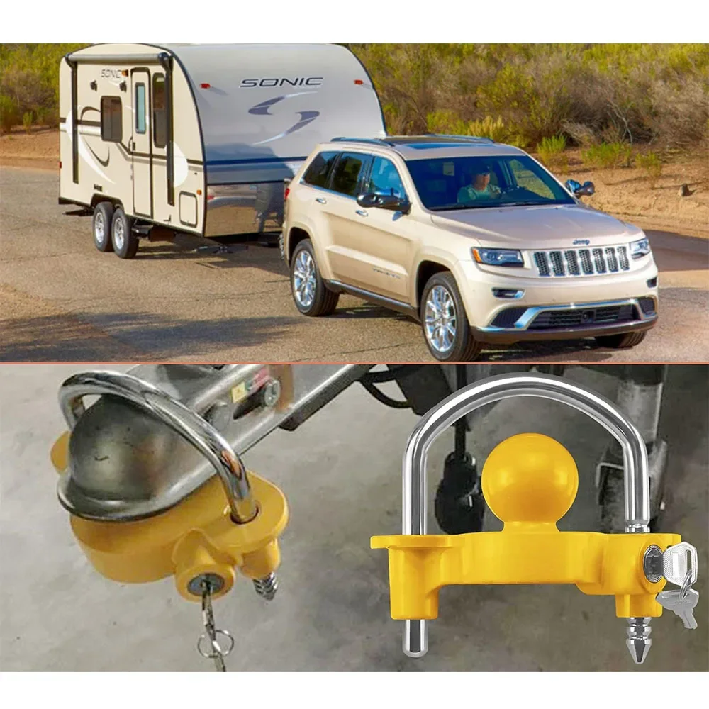 

DurableSpot U-Trailer Lock RV Connector Trailer Accessories Ball Cap Lock 50mm Yellow Flower Basket Lock