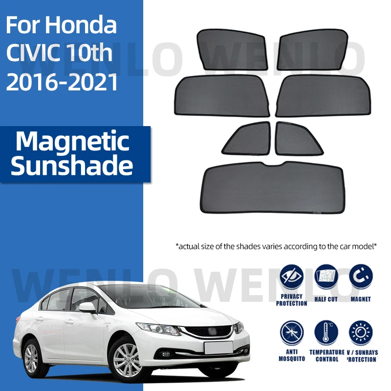 For Honda CIVIC X 2015-2020 Rear Side Window Sun Shade Visor Car Sunshade Accessories Front Windshield Mesh Vehicle Curtain