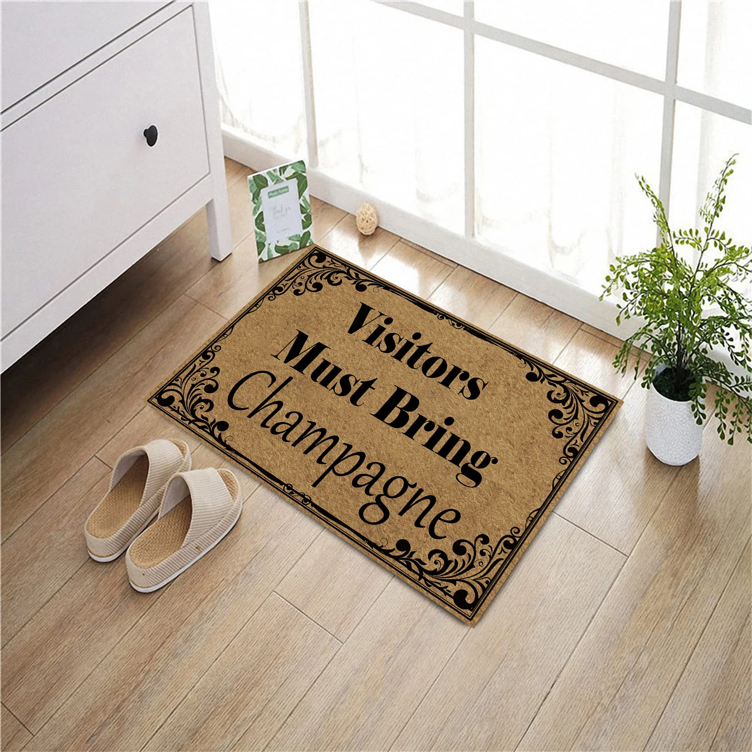 

Visitors Must Bring Champagne Door Mats For Floor Rubber Backing Anti Slip Doormats Outdoor Rug Waterproof Patio Welcome Mat