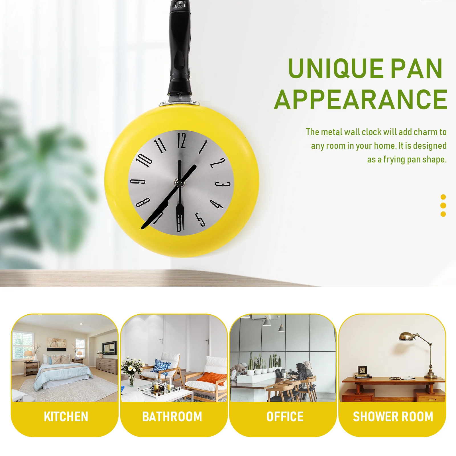 Pan Wall Clock Shaped Hanging Adorn Vintage Metal Home Decor Office 3D Frying Sports