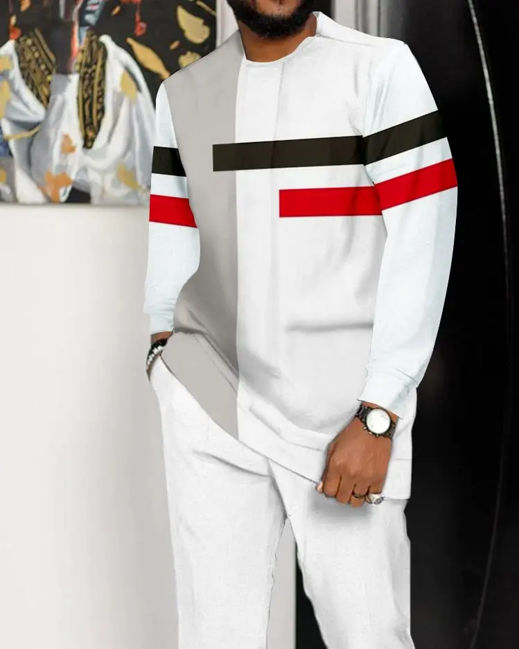 

Men's Long Sleeve Crew Neck Casual Fashion Set 2025 Latest European And American Style with Long Pants round Neck Overhead