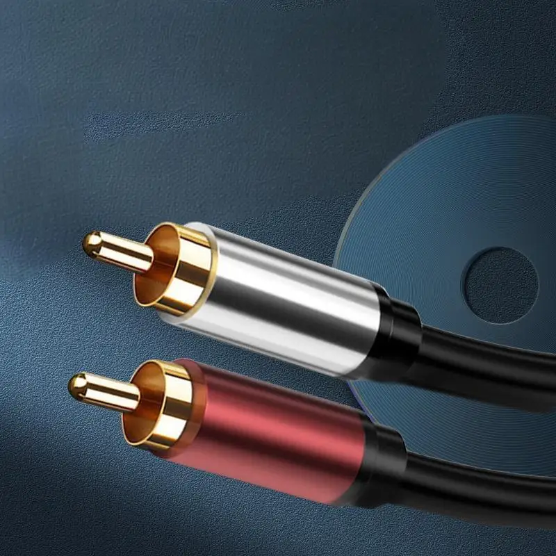 Double Lotus Head Audio Cable 2RCA Two to Two Red and White Plum Blossom Plug Pure Copper Signal Output Cable TV Connection