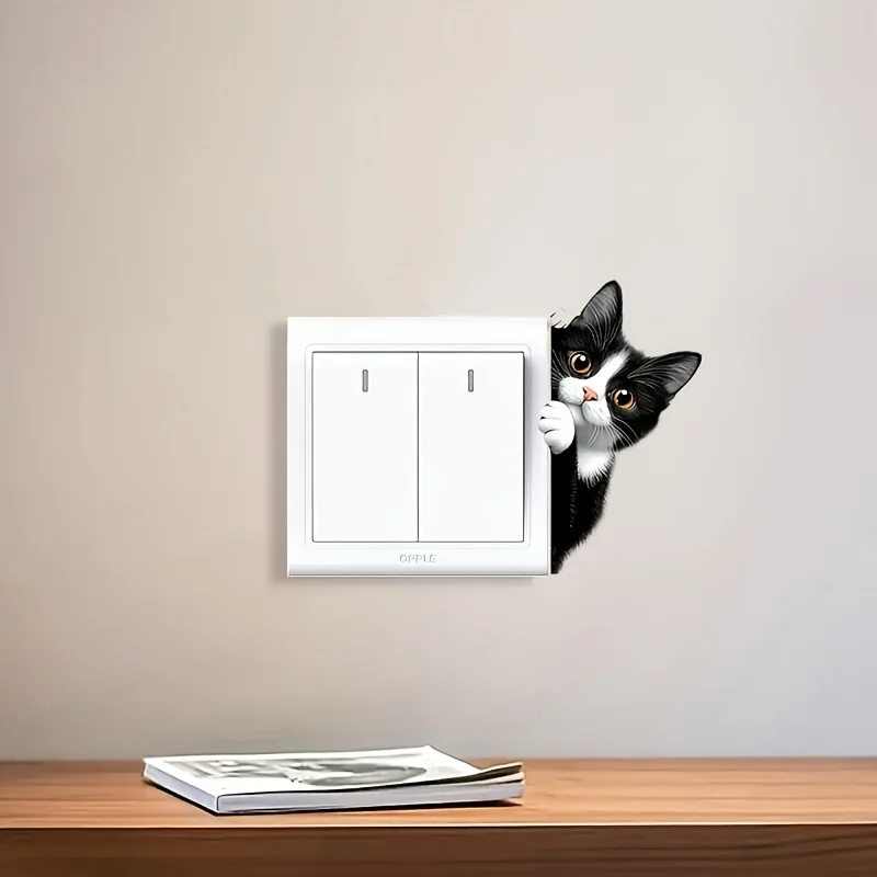 Very Cute Black Cat Switch Stickers PVC Removable Wall Sticker Vinyl for Bedroom Living Room Home Decor Decals Socket Paste view 4