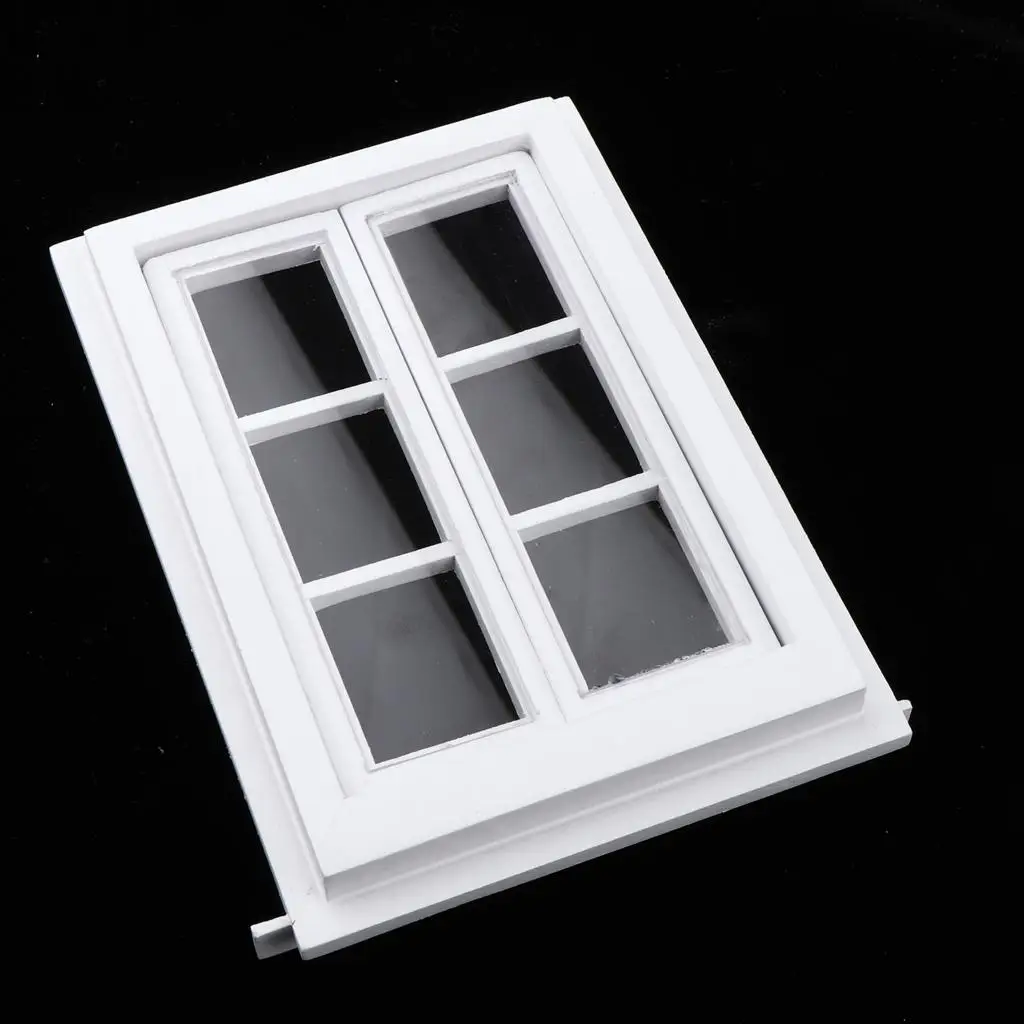 Doll House 6 Pane Window, Wooden Toy Square Wooden Window Model Miniature Room Accessory DIY Doll Houses