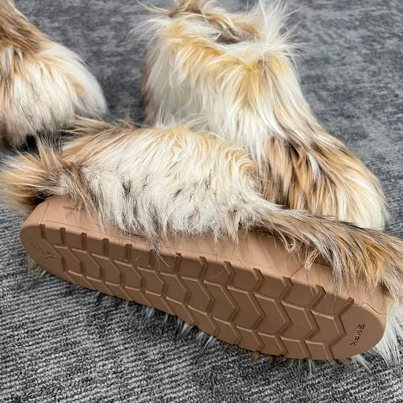 النساء أحذية الفراء الاصطناعي أفخم رقيق الثلوج الأحذية منتصف الخصر الدافئة ومريحة في الهواء الطلق الشتاء الأحذية حذاء بوت بطول الكاحل المألوف #3