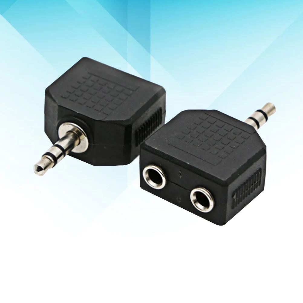 

2 Pcs Headphone Adapter Converter 3.5mm Audio Splitter Double Mono Dispenser Black