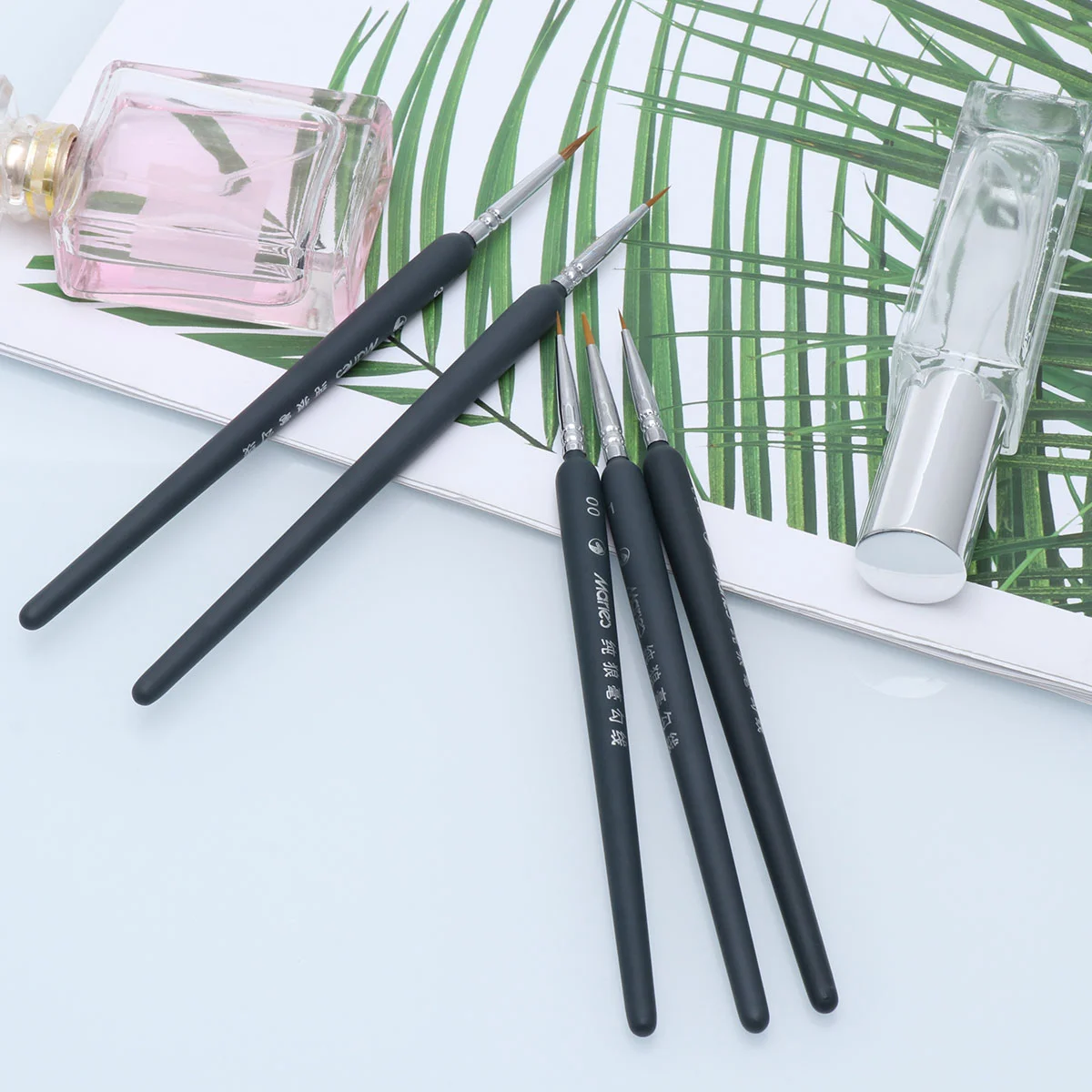 5 Pcs Decorate Child Nail Top Coat Miniatures Paint Brushes Bamboo Fine Detailing