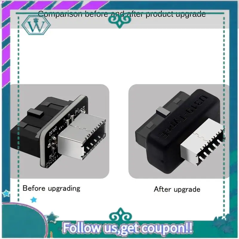 Upgraded USB Front Panel Adapter USB3.0 19PIN/20Pin To Type-E Female Adapter Internal Vertical Connector For Computer Motherboar