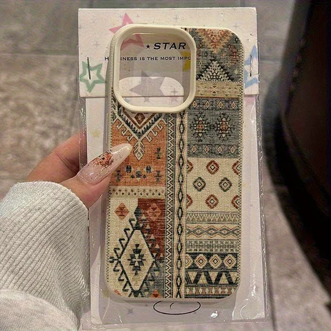 Винтажный чехол для телефона с этническим узором в виде коврика для iPhone 17, 16, 15, 14 Plus, 13, 12, 11 Pro Max, мягкий защитный противоударный чехол в стиле ретро