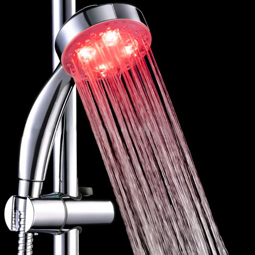 Colorful Romantic Automatic Magic 7 Color Rainfall Shower Head 4 LED Lights Handing Round Head Bath Bathroom Water Shower Heads